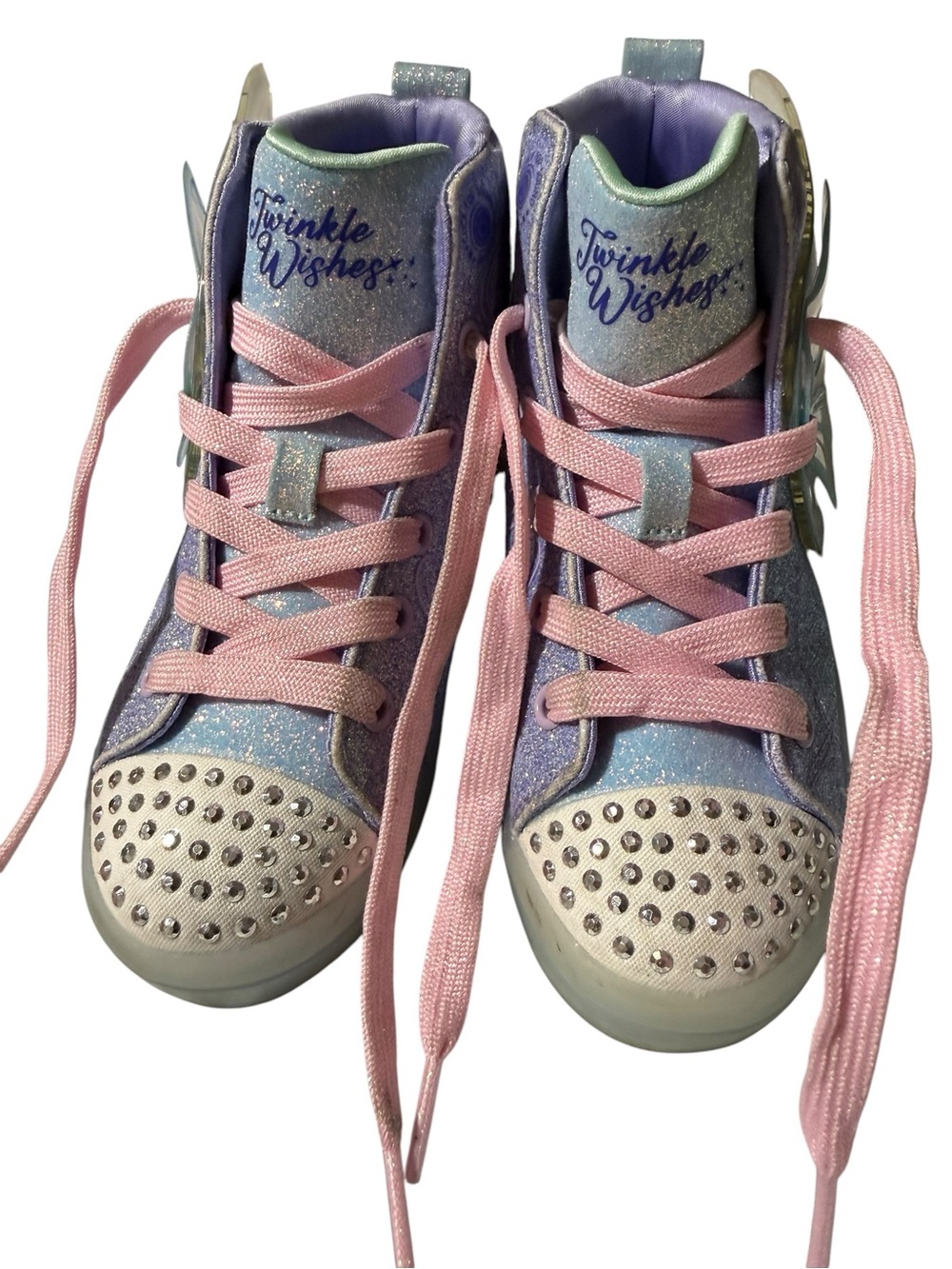 Twinkle Wishes Kids Glitter High-Top Sneakers in Purple & Pink